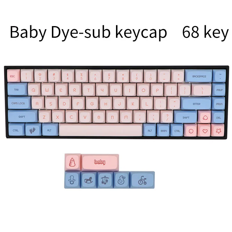 BGKC XDA Baby Ethermal Dye Sublimation fonts PBT DSA keycap For Wired USB mechanical keyboard Cherry MX switch keycaps - Color: 68 key