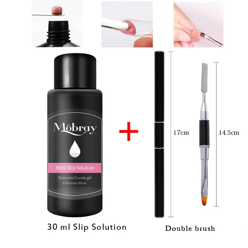 

2pcs/set Nail Remover Poly Gel Nail Varnish Double brush Slip Solution Odorless Alcohol Substitutes PolyGel kit Nail Polish