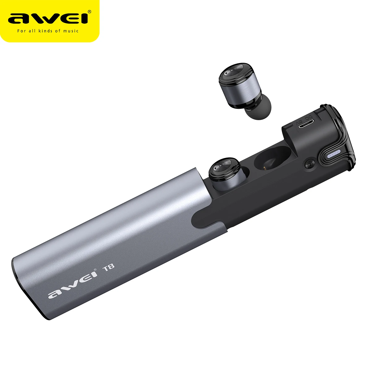 AWEI T8 TWS Bluetooth earphones business wireless headphone 3D stereo headset and power bank with microphone handsfree calls rapoo h6020 wireless bluetooth v2 1 handsfree stereo headset headphone with microphone grey
