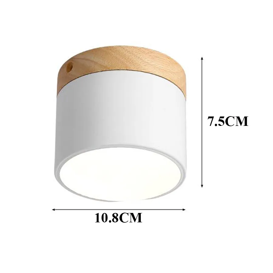Thrisdar 7 Вт 12 Вт скандинавский деревянный поверхностный монтируемый светодиодный светильник для кухни спальни коридора Светодиодный точечный потолочный светильник - Испускаемый цвет: White