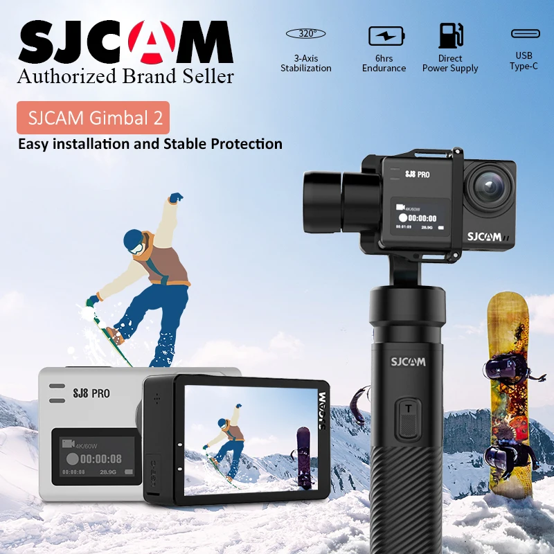 Original SJCAM SJ8 Pro 4K EIS Stabilization Sport Wifi Cam /SJCAM SJ8 Pro SJ7 Star Handheld GIMBAL SJ-Gimbal 2 3 Axis Stabilizer