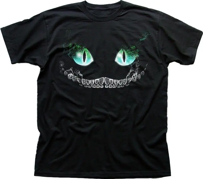 CHESHIRE Cat синяя футболка с рисунком Алисы в стране чудес All Mad here Hatter Мужская унисекс