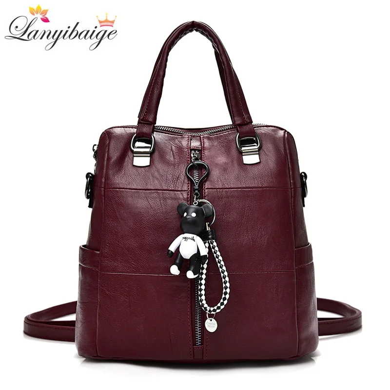 

LANYIBAIGE Brand Multifunction PU Leather Backpack Women School Bags Soft Large Capacity Teenager Girls Backpack Ladies Design
