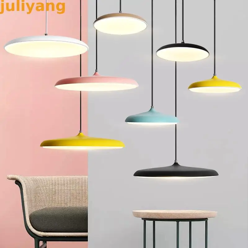 Preise Moderne led ceilling anhänger licht Kunst Designer kreative metall eisen ufo Runde Platte lichter leuchte dünne nordic multicolor hängen