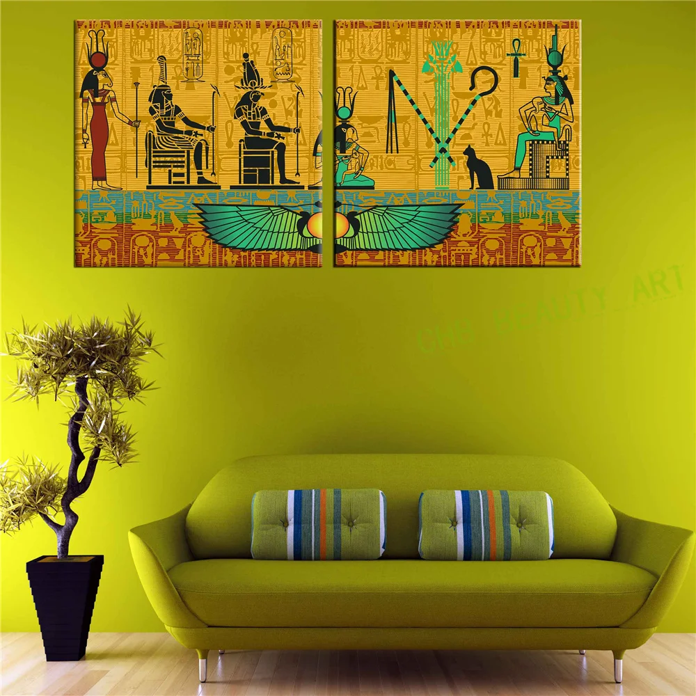 2 Piece egyptian decor modern abstract canvas painting decorative picture wall art canvas print