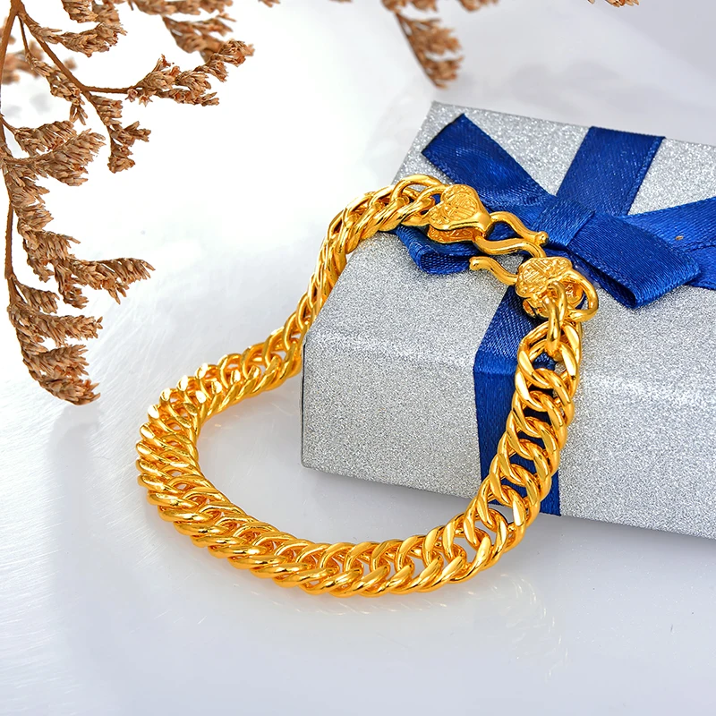 CAIMAO 24 K Pure 999 pulsera de eslabones de oro diseño genuino para hombre Boutique regalo de compromiso de boda fino fiesta clásica de moda - 2