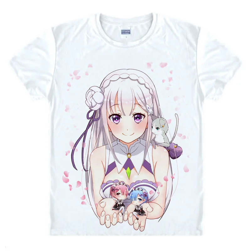 29 Футболка Re: Zero kara Hajimeru Isekai Seikatsu, аниме Emilia Rem, футболка для костюмированной вечеринки, футболки с героями мультфильмов для студентов, милые футболки в подарок - Цвет: 29