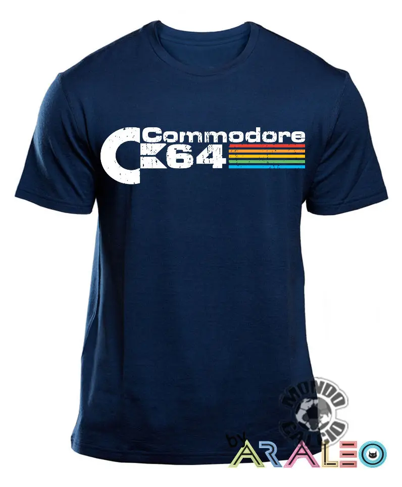 Футболка COMMODORE 64 шт. компьютерная MAGLIETTA UOMO трикотажная рубашка темно синяя крутая
