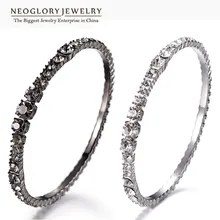Neoglory checa rhinestone negro plateó los brazaletes y pulseras para las mujeres de joyería de moda regalos de cumpleaños 2017 nuevos j1 wst