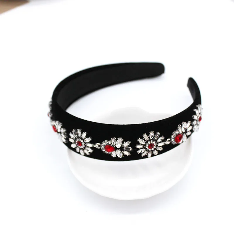 

Baroque simple fashion street shot full of geometric headband travel wild hair accessories Rhinestone sun flower headband 829