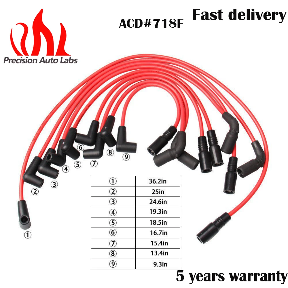 PRECISION AUTO LABS 7mm Spark Plug Wire Set Ignition Wire Kits for