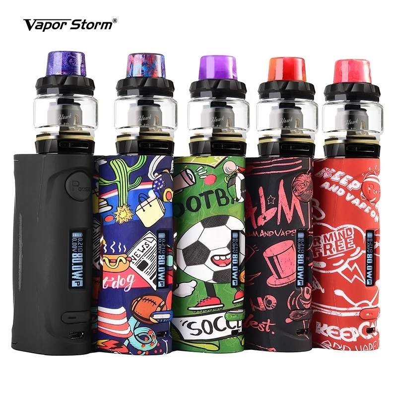 

Original Vapor Storm Starter Kit TC Variable Power 80w vape kit with 2ml/6ml Hawk Tank Electronic Cigarette vaping device