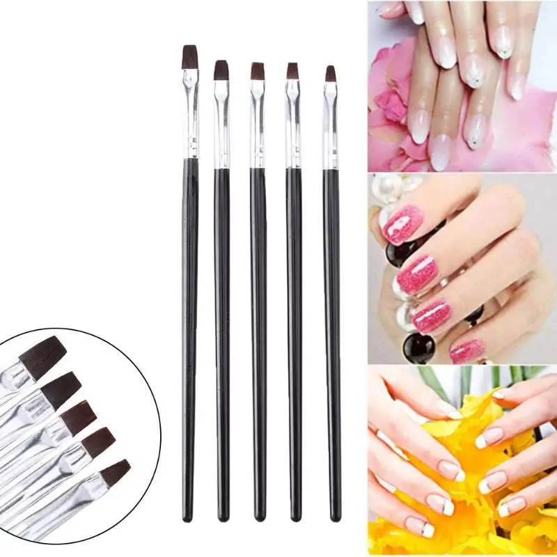 

5pcs/Set UV Gel Brush Liner Painting Pen Acrylic Drawing Brush for Nails Wood Handle Manicure Nail Art Tool