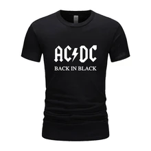 Мужская футболка Летний стиль Мужская мода с забавными мужские топы хлопок Ac Dc назад в черном принте Футболка мужская s футболка