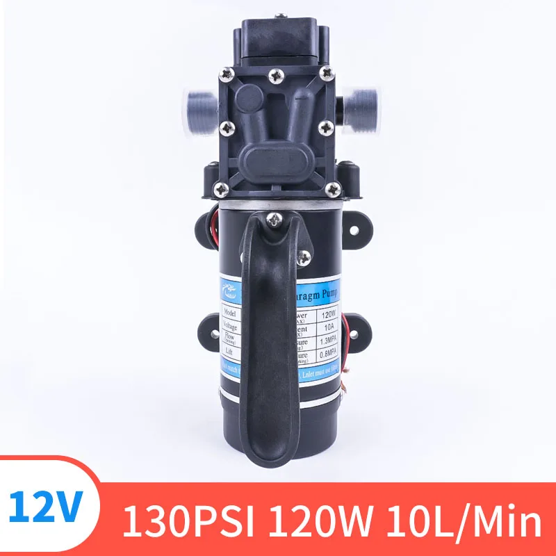 Tanie 12V 24V 120W 130PSI 10L Min typ elektryczny FIlm wodny wysokociśnieniowa pompa zastrzykowa do ogrodu zawór zwrotny
