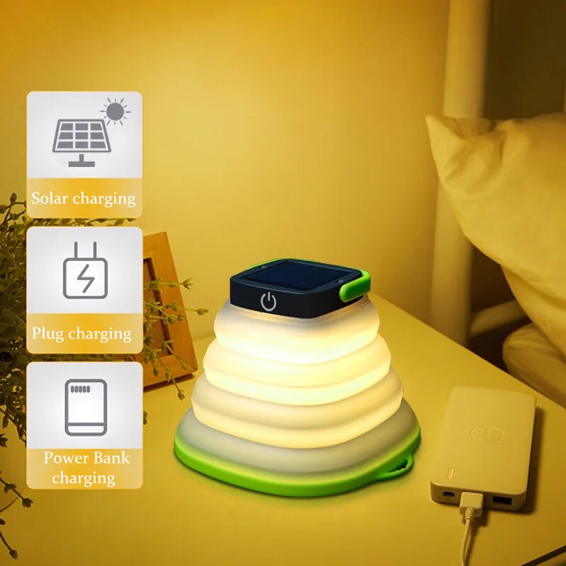 

Camping retractable light solar home portable lamp rechargeable LED tent light outdoor USB input foldable waterproof