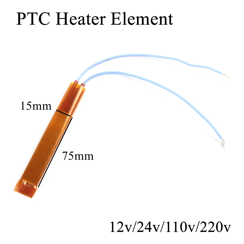 75x15 мм 12 в 24 в 110 В 220 В PTC нагревательный элемент постоянный термостат изолированный термистор керамический воздушный нагрев трубка с чипом пленка 75*15 мм