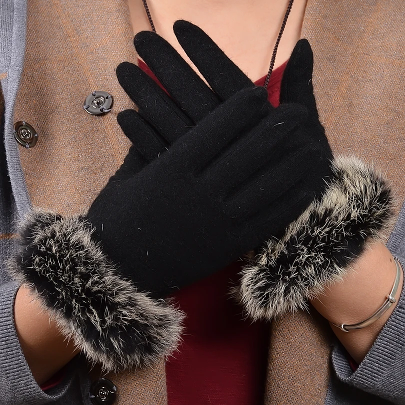 [BYSIFA] Осень-зима, роскошные женские шерстяные кашемировые перчатки, модный бренд, кроличий мех, шерстяные варежки, перчатки высшего класса, элегантные шарфы