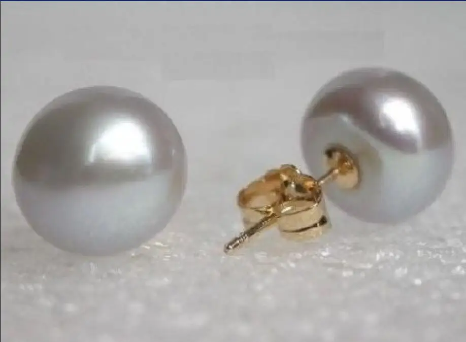 

hot sell new - perfect AAA+++ 10-11mm natural south sea Gray pearl earrings