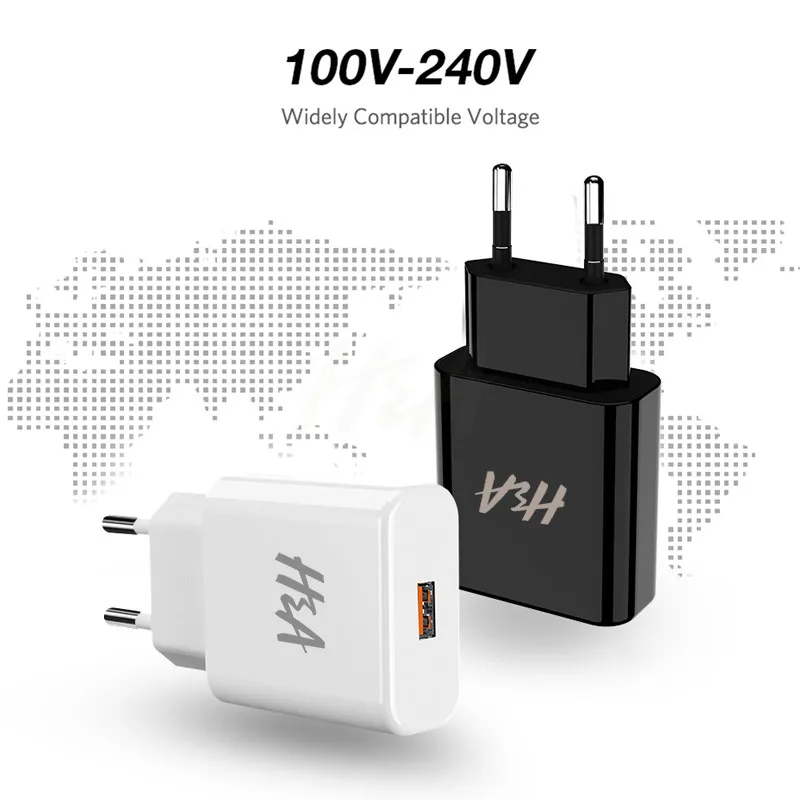 H و سريع تهمة 3.0 18 W QC 3.0 USB مهايئ شاحن الاتحاد الأوروبي السفر الحائط الهاتف المحمول شاحن آيفون سامسونج Xiaomi هواوي Redmi