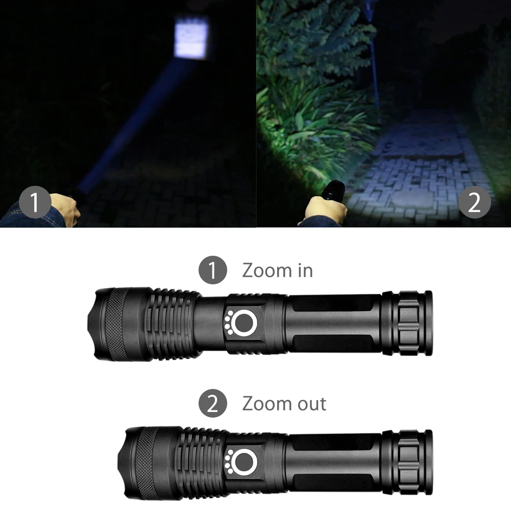 Dropshipping Ultra Bright Xlamp XHP50.2 Most Powerful Flashlight USB Zoom Led Torch XHP50 18650 or 26650 Rechargeable Battery