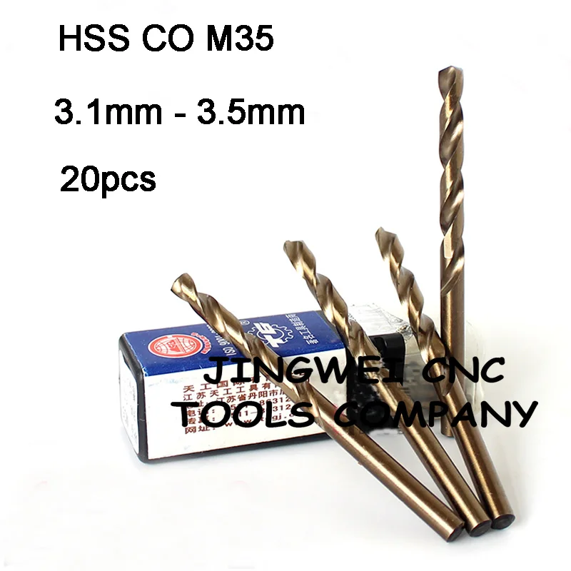 

Good quality HSS co M35 twist drill bit for stainless steel 3.1 ,3.2,3.3,3.4 3.5 mm with straight shank 20pcs free shipping