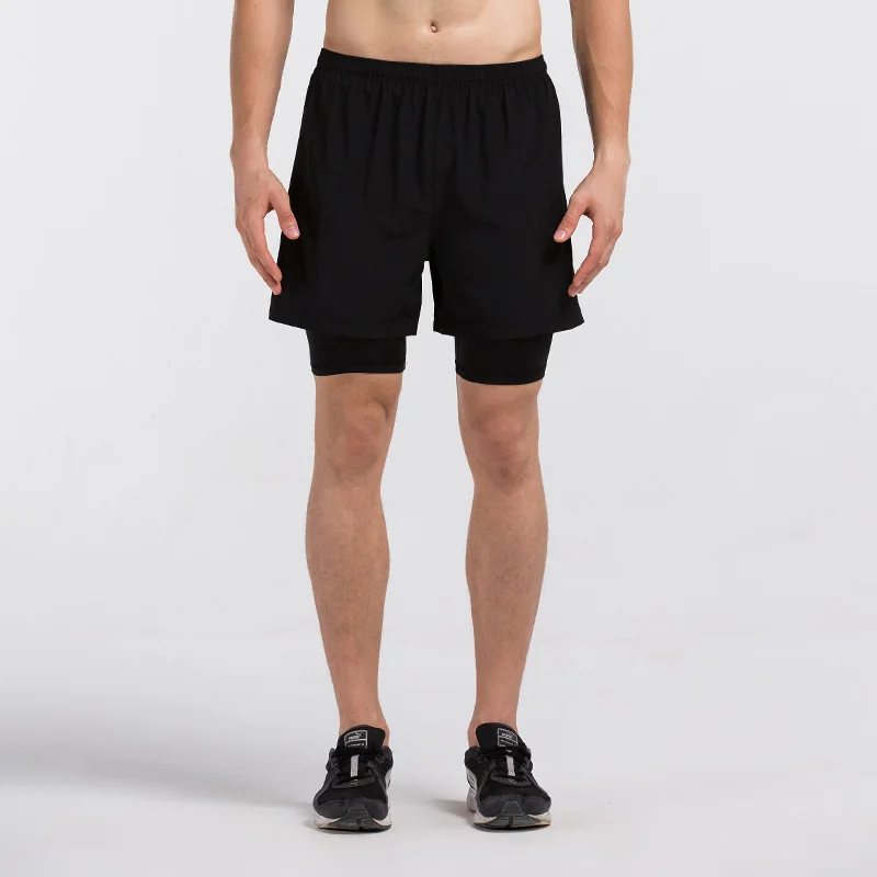Men Sports Shorts Contrast Binding Side Split Elastic Waist Fitness Short Pants Running Shorts