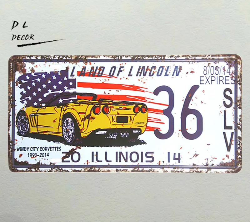 Dl Land Of Lincoln 36 License Plate Metal Sign Vintage Shabby Chic Decorative Wall Plaque Man Cave Sign Plate Aliexpress