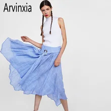 Arvinxia ZA Повседневная клетчатая однотонная женская юбка удобные сексуальные прямые кружевные Женская юбка новое поступление пряжка юбка с поясом