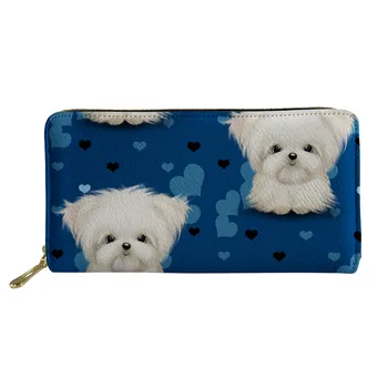 

Noisy Designs Smart Wallet PU Leather Maltese Florals Print Purse Long Female Clutch Phone Wallets Card Holder Girls Coin Pocket