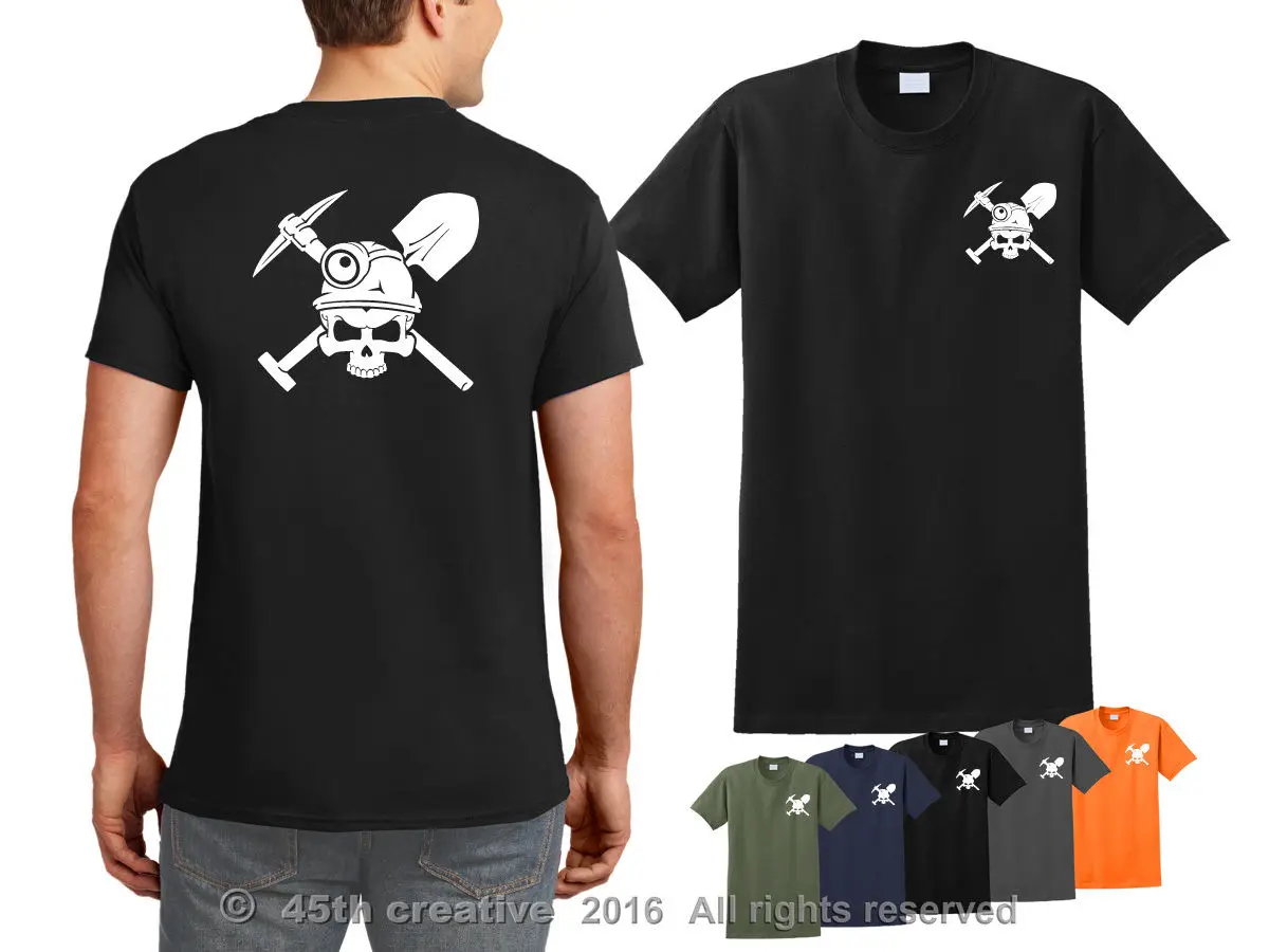 2019 New Cotton T-shirt Miner - miner's skull crossbones shirt miner hard hat light tee Summer Style Tee Shirt |