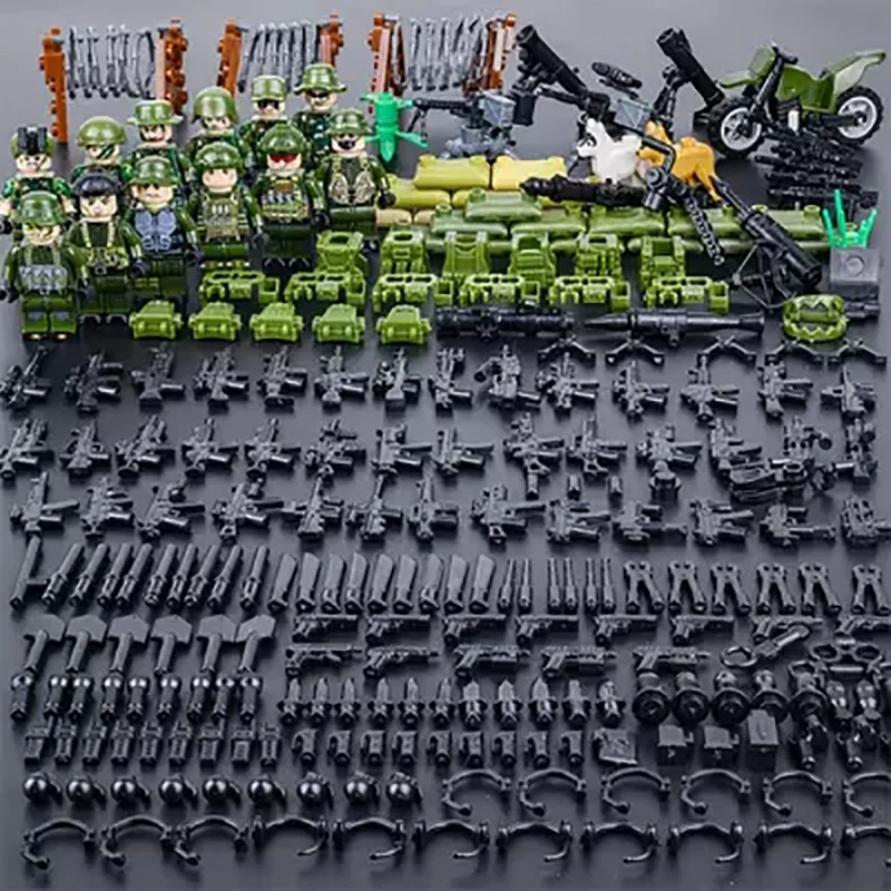 

legoings Military Series Building Block Brick toys for kids City SWAT Police Gun Weapons Pack Army WW2 Weapon accessories