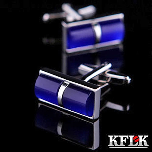 

KFLK jewelry 2018 shirt wedding cufflinks for mens gift Brand cuff buttons Blue cuff link High Quality abotoaduras Jewelry