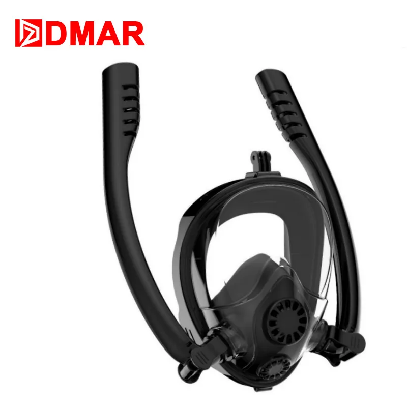 

Full Face Snorkel Black Mask Anti-Fogging Scuba Diving Mask with Double Tube Snorkeling Gear Ideal for Men Women Youth Swimming