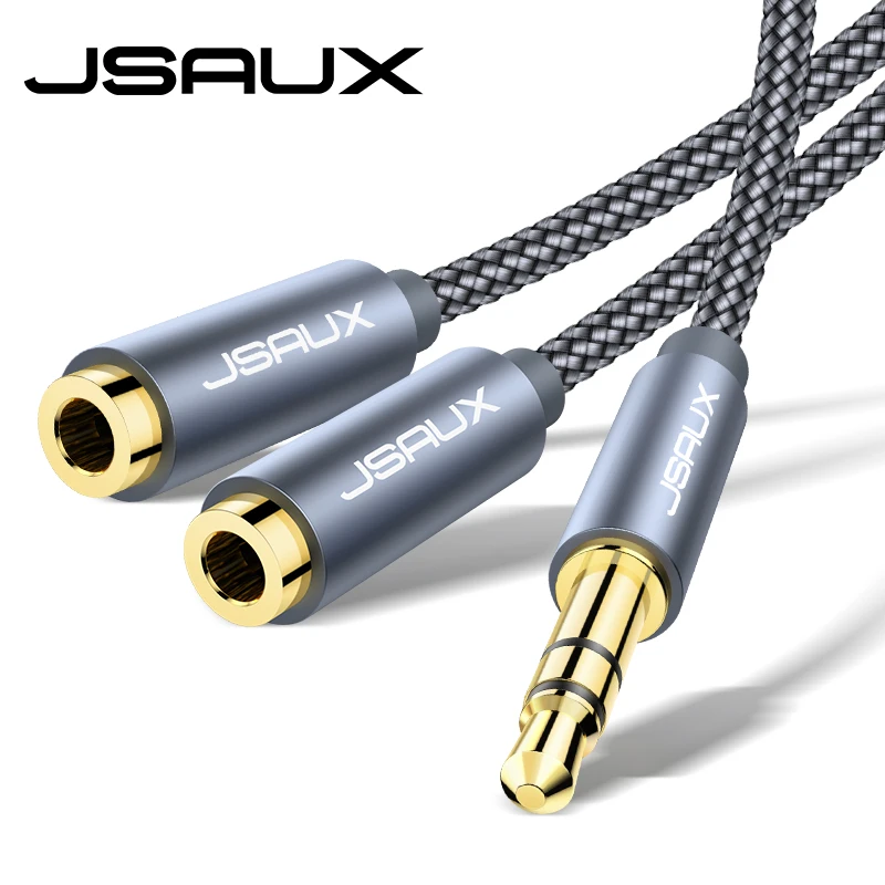 

JSAUX Headphone Splitter Audio Cable 3.5mm Male to 2Female Audio Splitter Cord Nylon-Braided Stereo Y Splitter for iPhone, Samsu