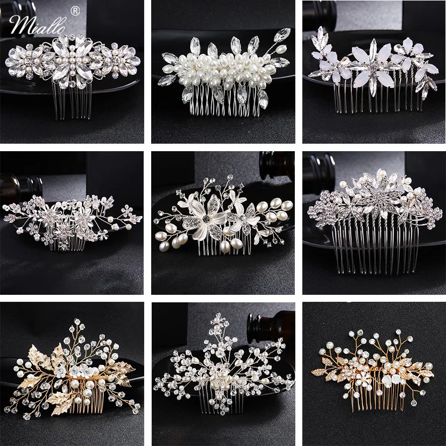 Miallo, модные цветочные Кристальные расчески для волос, свадебные аксессуары для волос, ювелирные украшения, свадебные заколки для волос, заколки для волос, диадемы для невесты