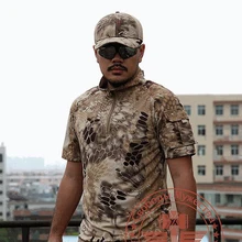 Армия Качество футболка Для мужчин лето на открытом воздухе Охота камуфляж Для мужчин s футболка дышащая Гремучая Змея Тактический сухой Спортивная футболка