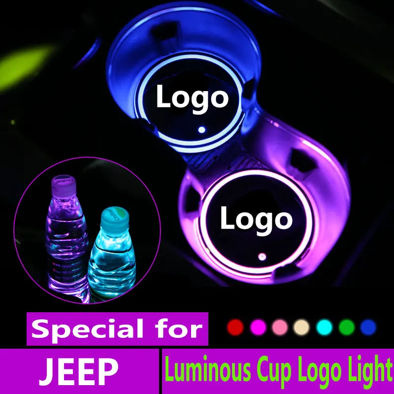 2X светодиодный автомобильный логотип чашка свет для JEEP renegade jk компас Grand Cherokee Патриот Вранглер логотип свет светящиеся аксессуары для пакетиков