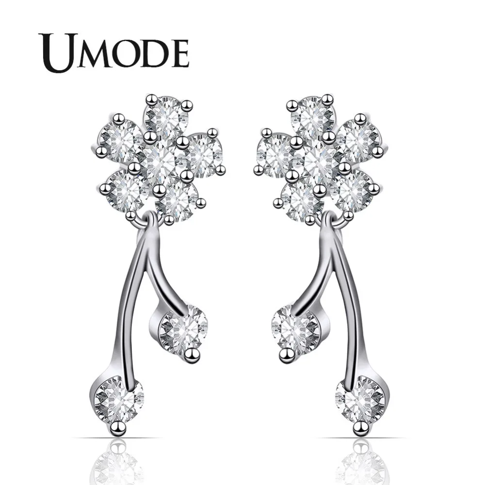 

UMODE Korean Flower Drop Earrings for Women Zircon Dangle Earring Wedding Gifts Luxury Crystal Fashion Jewelry Accesories UE0481