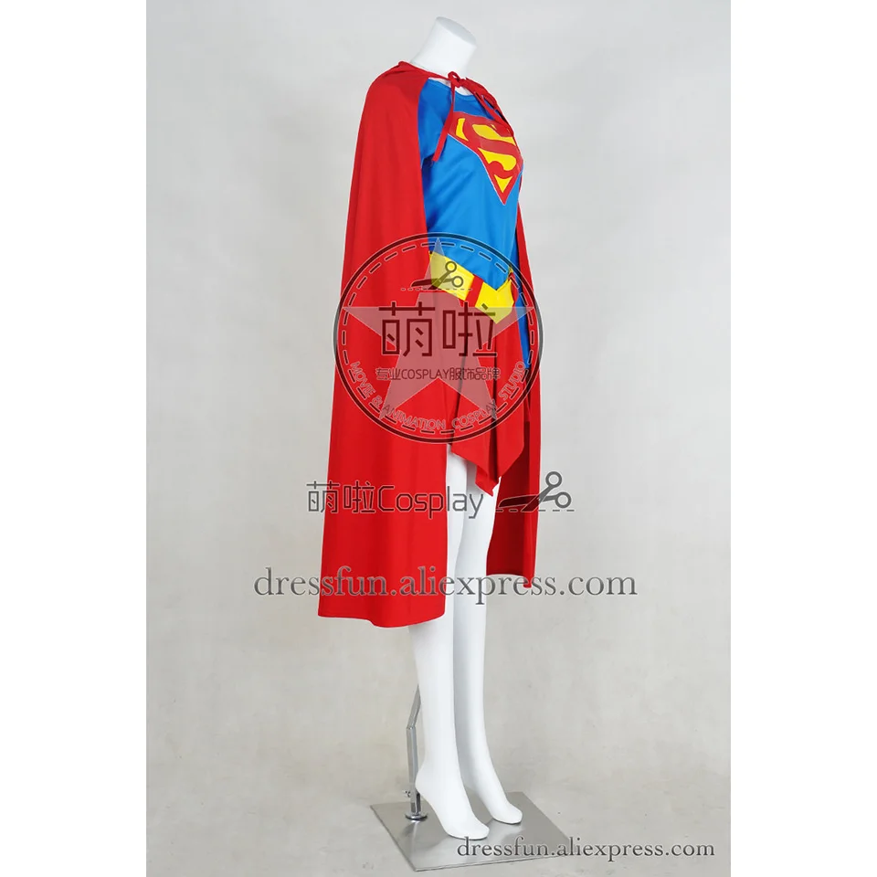 Supergirl Kara Zor-El Cosplay Costume DC Comics Combat Uniform Outfits Cloak Blue T-shirt Halloween