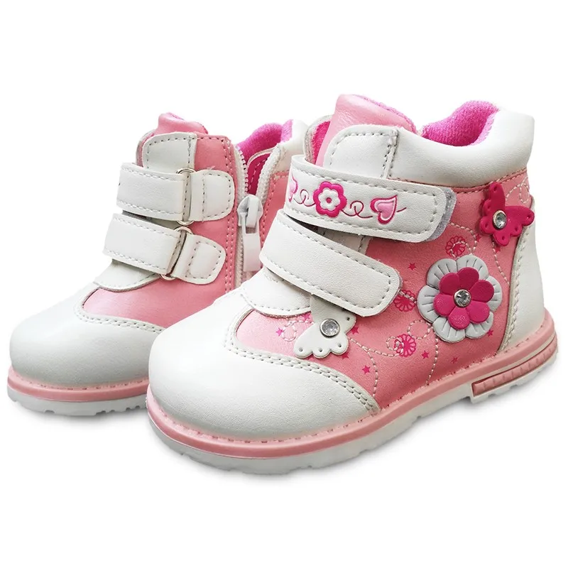 Новинка; сезон осень; 1 пара; модные детские ботинки из искусственной кожи с цветочным узором; обувь для маленьких девочек