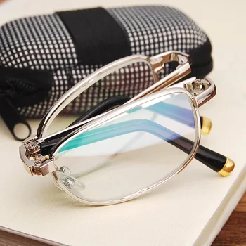 

Brand Alloy Frame Anti-fatigue Folding Reading Glasses Women Men Foldable Presbyopia Eyewear Metal Glasses With Original Box