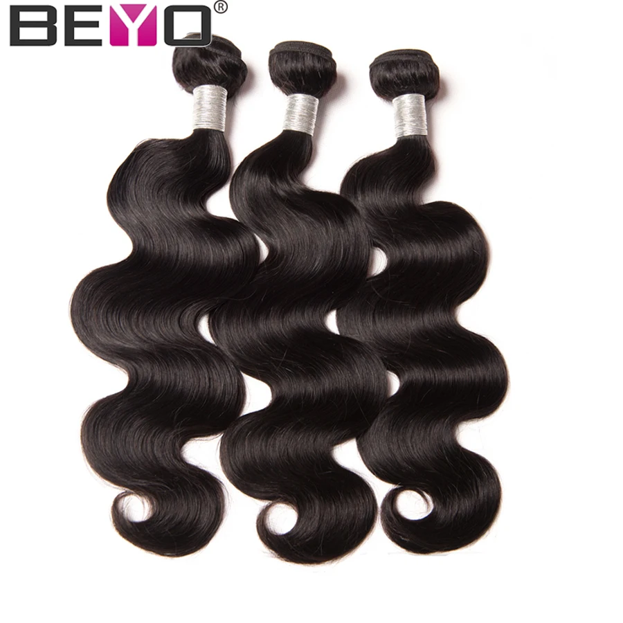 

Indian Hair Body Wave Bundles Human Hair Weave Bundles 3/4 Bundle Deals 10-28 Inch Natural Color Remy Hair Extension Beyo Hair