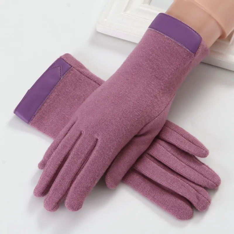 Женские шерстяные перчатки женские утолщенные бархатные теплые варежки пять пальцев Зима сенсорный Guantes Mujer Luva Feminina B-9179
