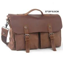 New Arrival Men Women Messenger Bags Vintage Canvas Cowhide Leather Briefcase Military Travel Crossbody Laptop Shoulder