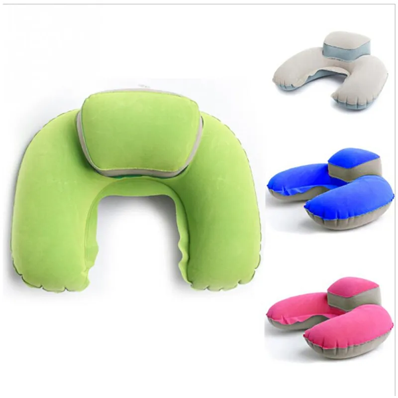 U-образная Удобная подушка для шеи, плюшевая подушка из ПВХ для путешествий, портативная подушка для путешествий, надувная подушка для шеи