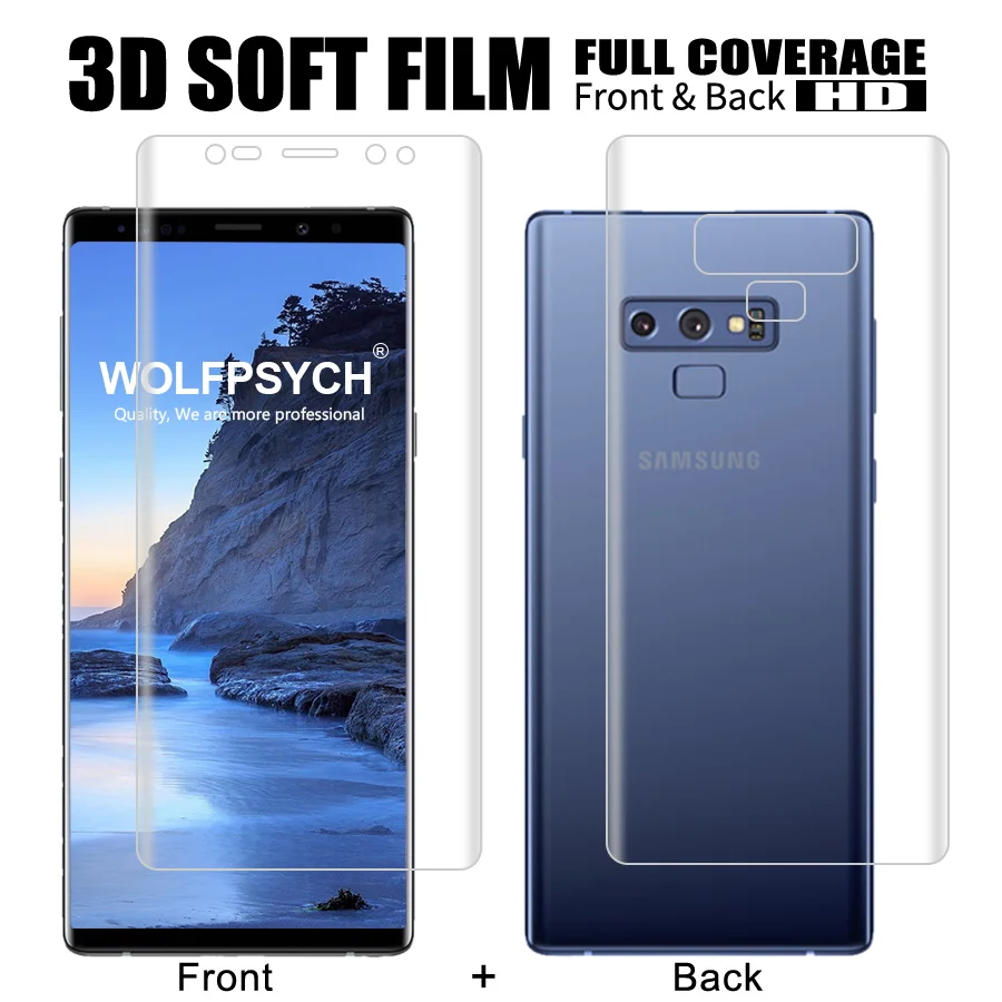 

Front Back Soft Film For Samsung Galaxy Note 8 9 Screen Full Cover Protector For S8 S9 S6 S7 Edge Plus Silicone Hydrogel Sticker