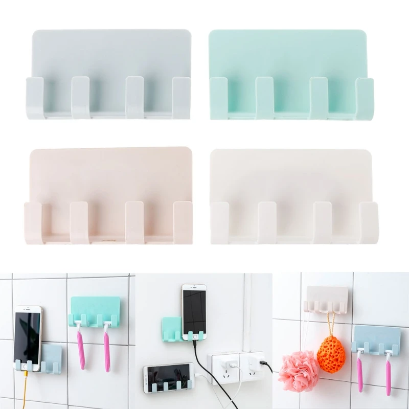 Multifunction Adhesive Storage Rack Mobile Phone Holders Bracket With 4
