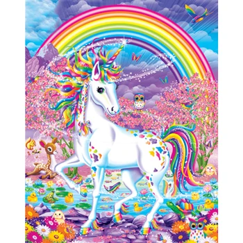 

rainbow unicorn horse Animal DIY Digital Painting By Number Modern Wall Art Canvas Painting Unique Gift Home Decor 40x50cm