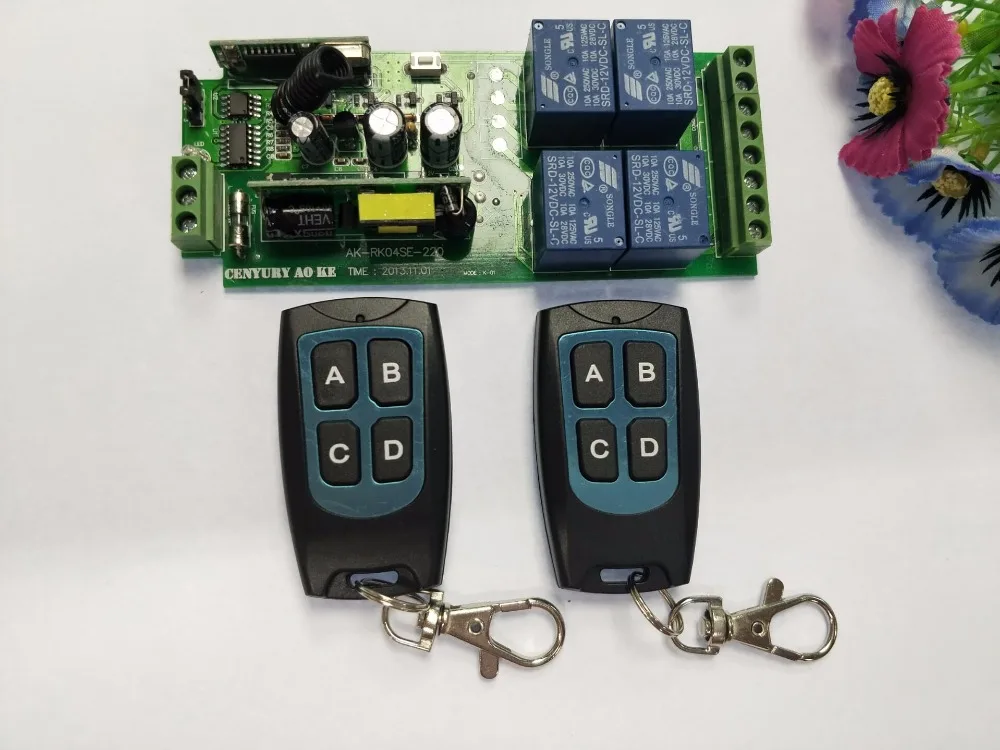 

Free Shipping AC85V-- 260V 110V 220V 240V 4CH RF Wireless Remote Control Relay Switch Security System 315/433MHZ